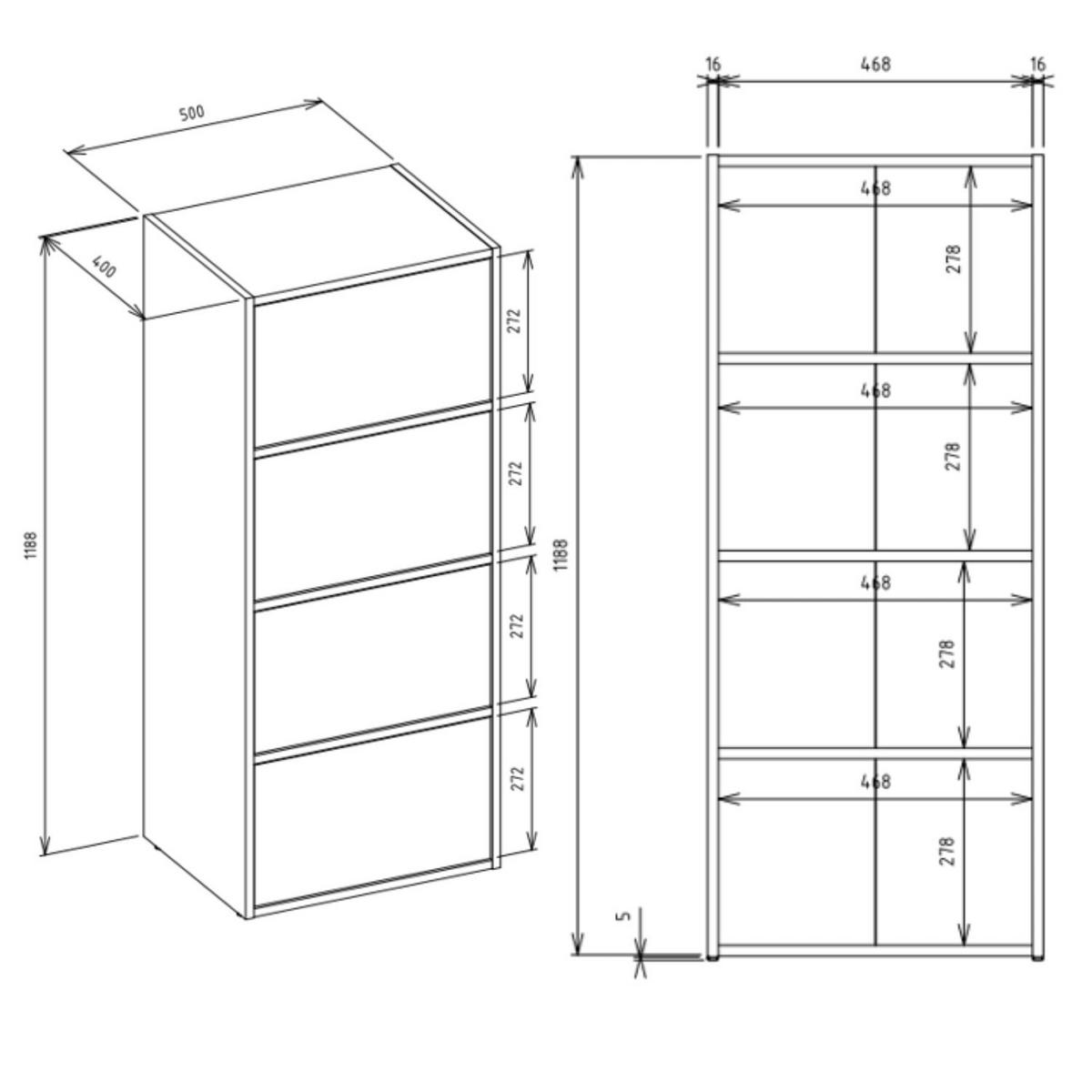 HIGHBOARD Kate - Weiß, Holzwerkstoff (50/119/40cm) - kommodly