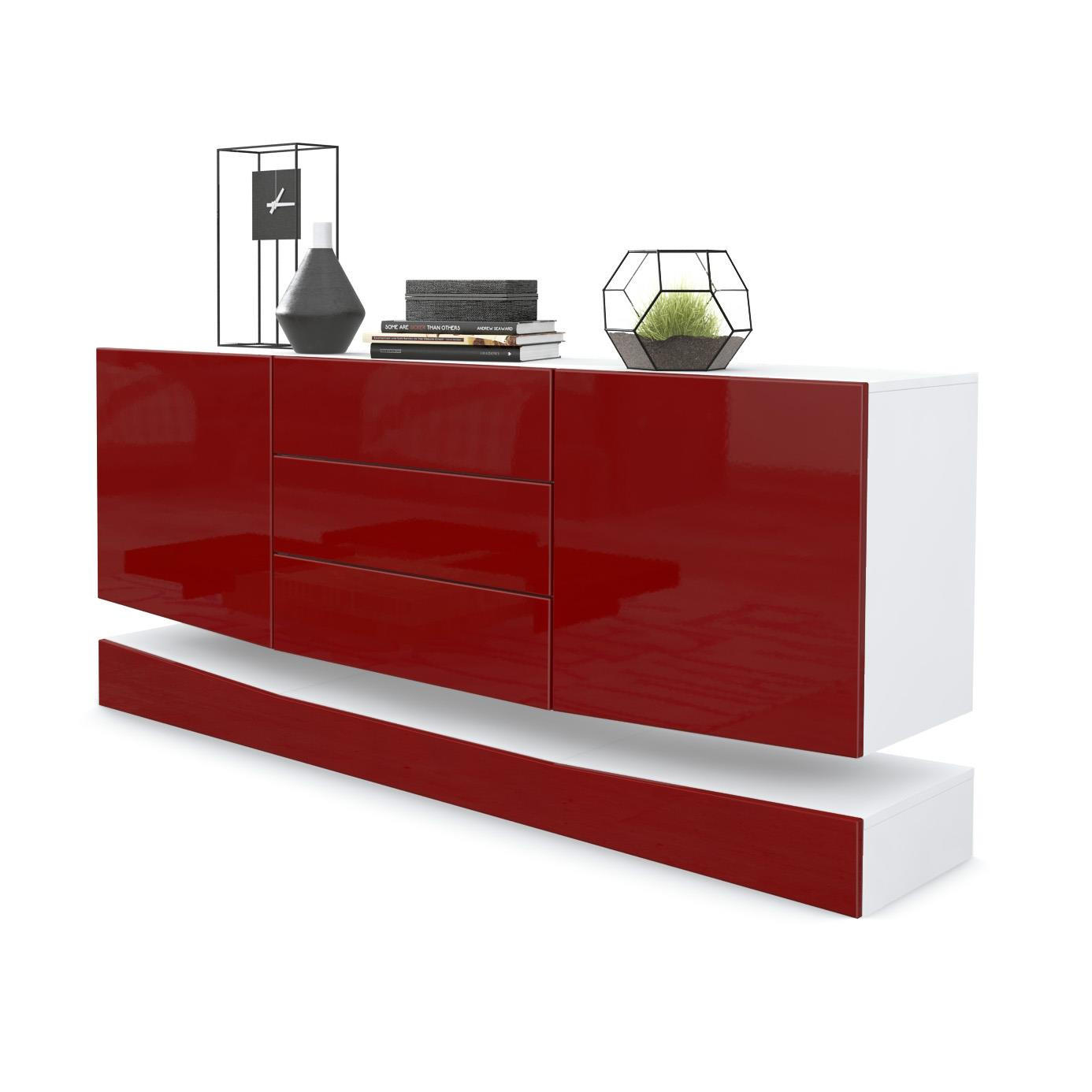 SIDEBOARD City Fronten in Bordeaux Hochglanz - Bordeaux, Holzwerkstoff (178/82/39cm) - Vladon