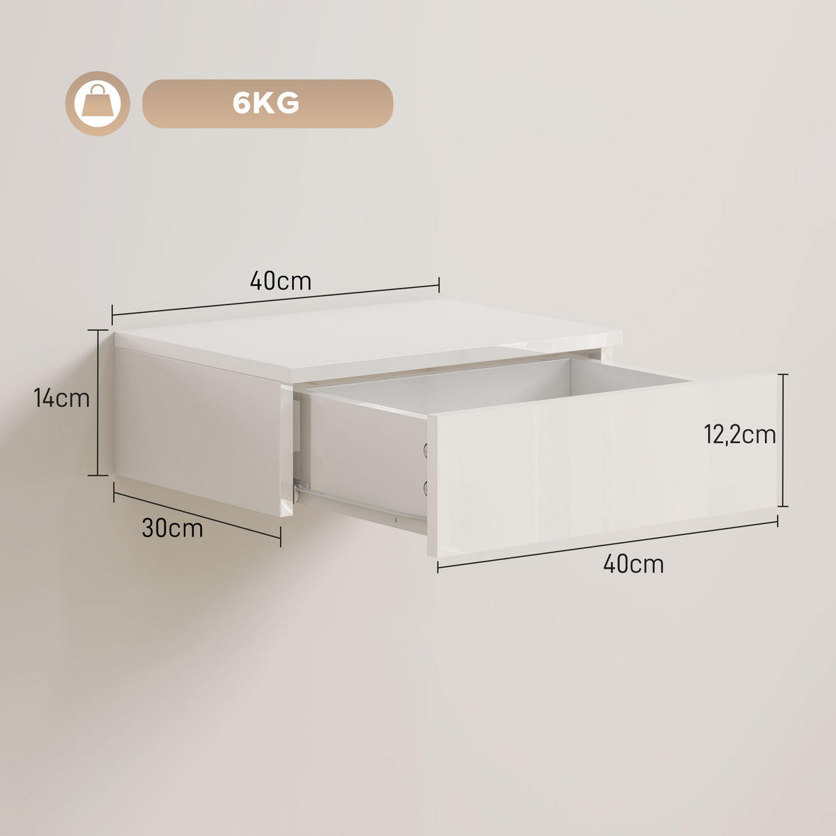 NATTDUKSBORD, 2-set, spånskiva, vit - Vit, Träbaserade material (30/14/40cm) - HOMCOM