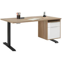 SCHREIBTISCH mit Hängecontainer Anthrazit, Eiche Sonoma und Weiß 150x80cm, elektrisch höhenverstellbar – von MAJA Möbel – Container rechts - Schwarz, Holzwerkstoff (80/150/70.5cm)