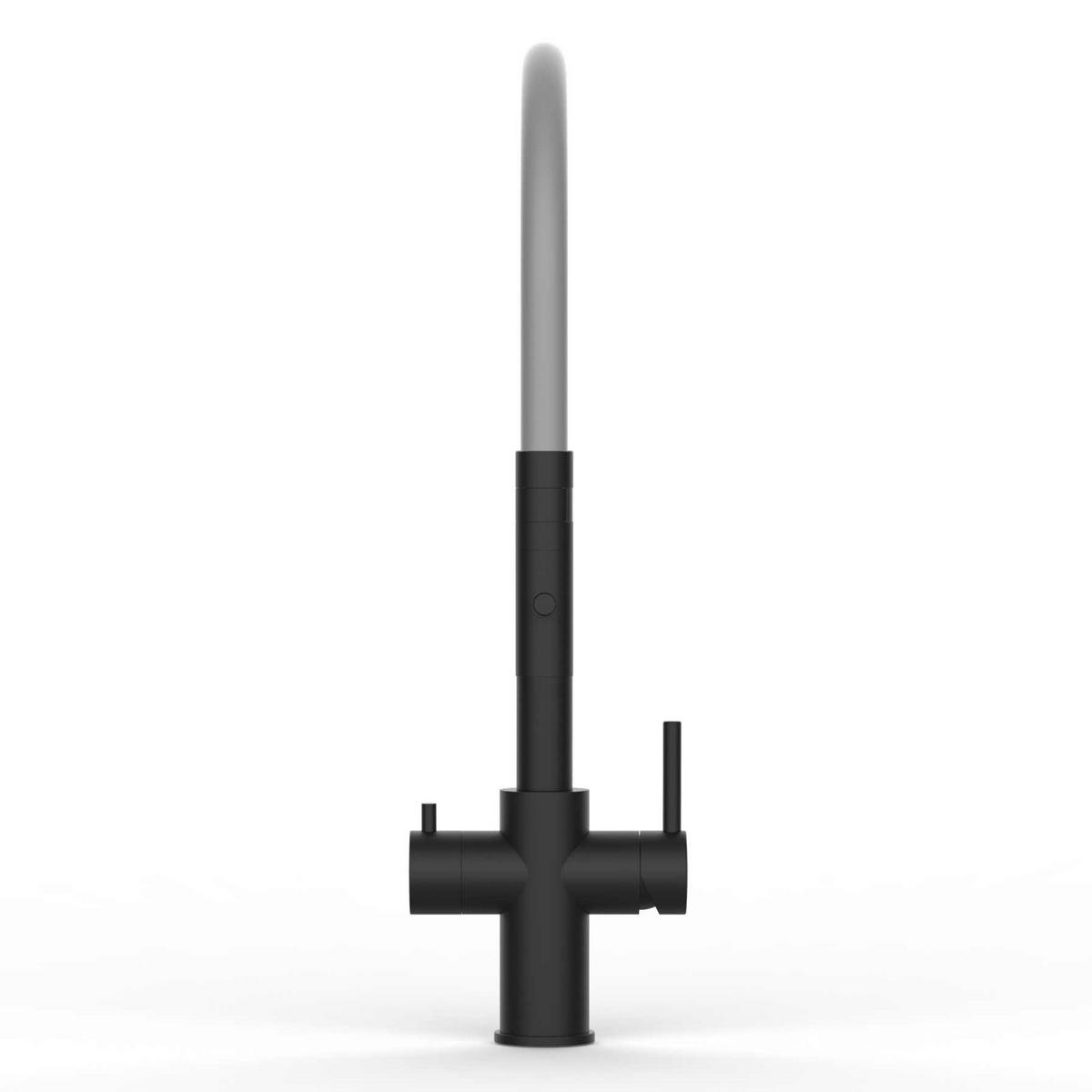 5-WEGE-KÜCHENARMATUR, Edelstahl Massiv aus Chirurgenstahl, PVD Schwarz Matt, 2-Strahl-Brause - Schwarz, Metall (33/52.5/33cm) - VIZIO