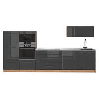 KÜCHENZEILE Fame-Line, Anthrazit Hochglanz/Goldkraft Eiche, 340 cm, AP Marmor - Eichefarben/Anthrazit, Holzwerkstoff (340/153.6/60cm) - Vicco