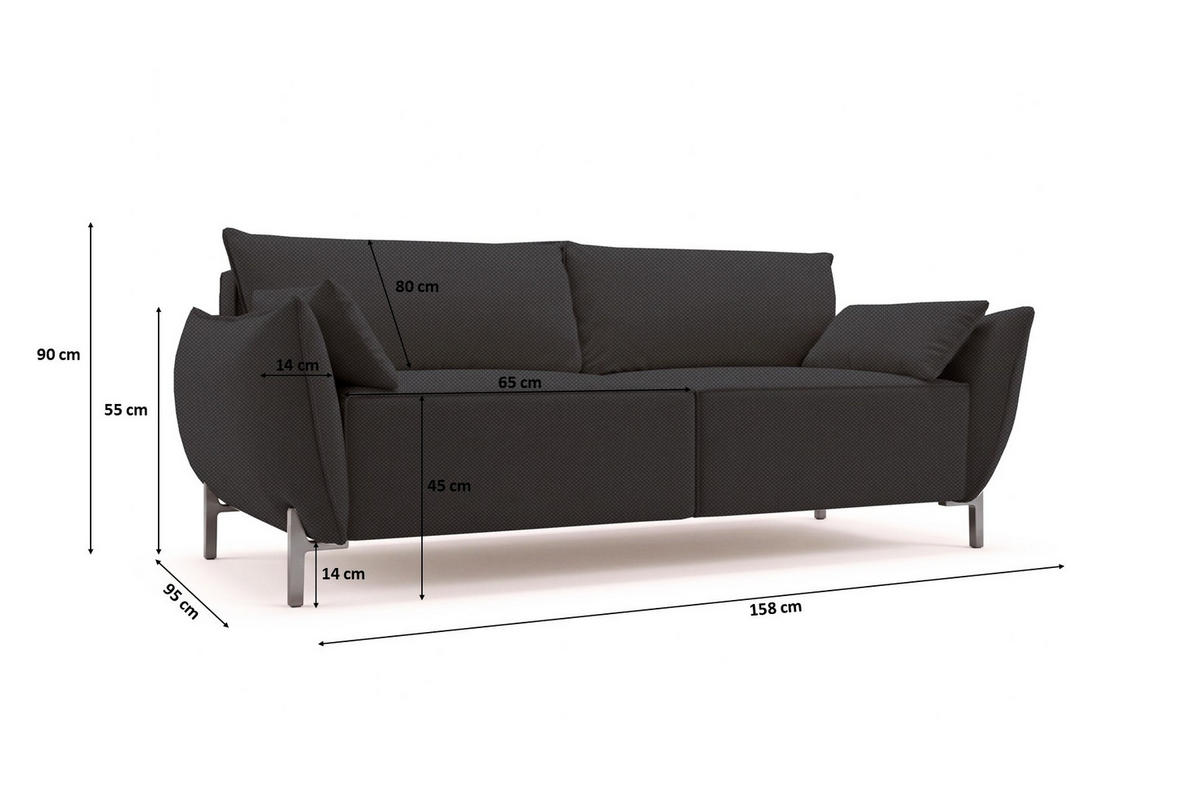 SOFA 2-Sitzer für Terrasse und Garten, Stoff Sunlight, Graphit, SUNMEE - Dunkelgrau, Holz (158/90/95cm) - Kaiser Möbel