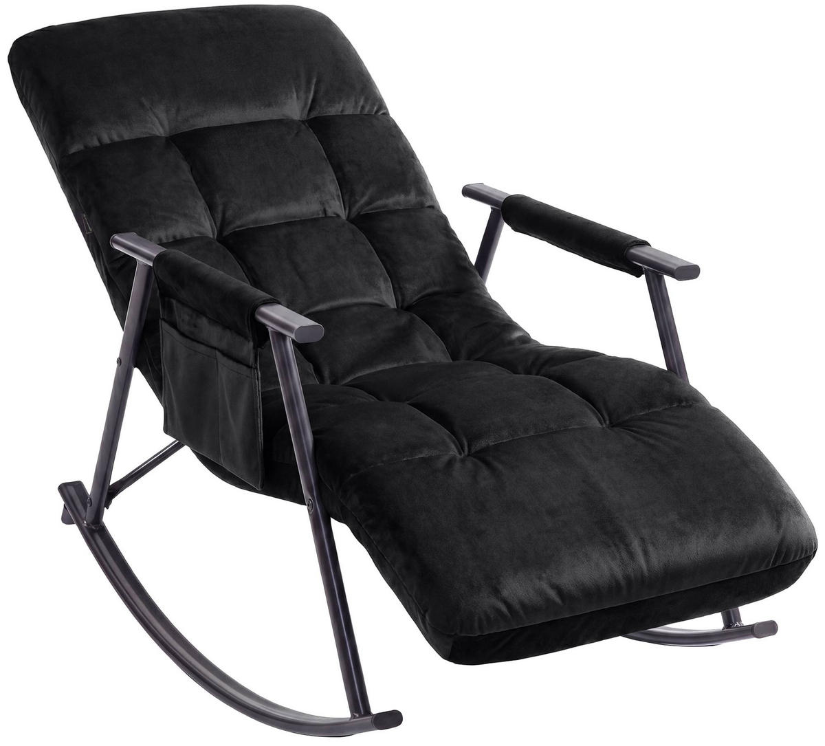 SCHAUKELSTUHL Mika Indoor 61x100x66cm Samt Schwarz Liegestuhl - Schwarz, Kunststoff/Textil (61/66/100cm) - DELUKE