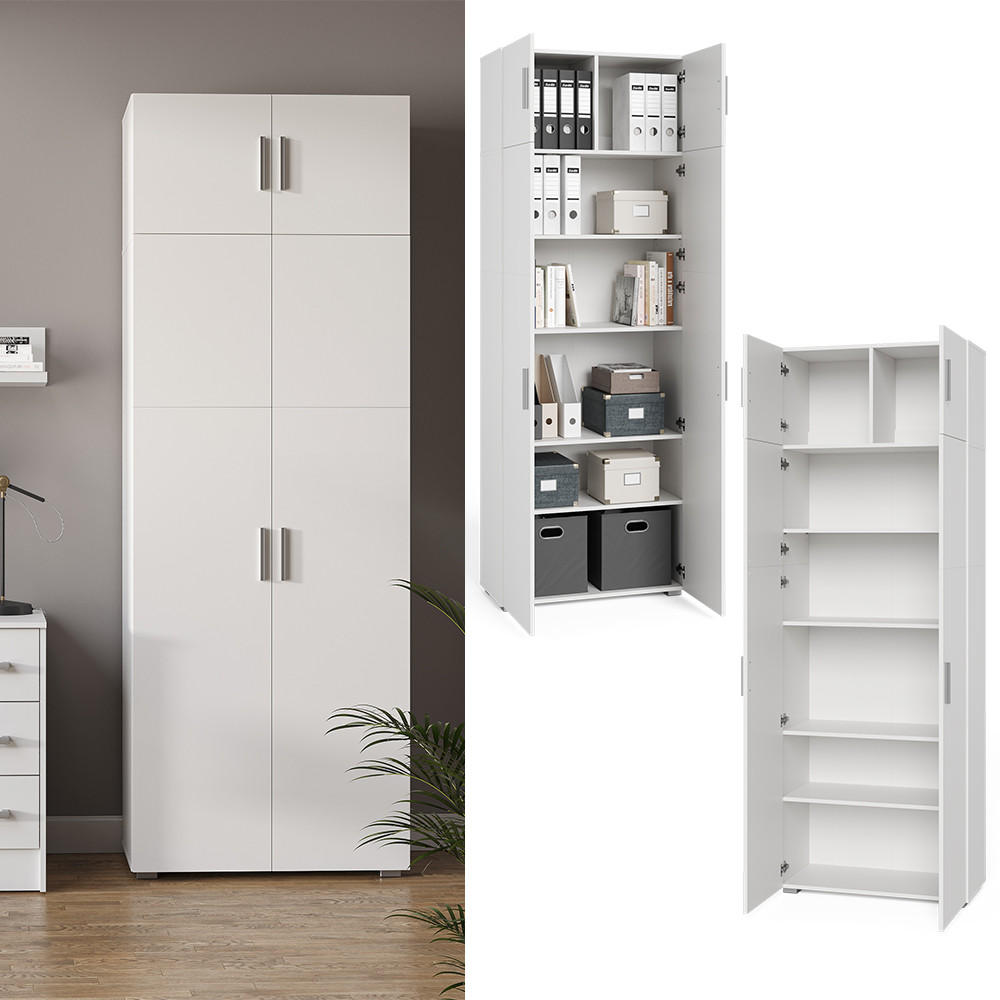 AKTENSCHRANK Frank Weiß 80 x 182.4 cm mit Schrankaufsatz - Weiß, Holzwerkstoff (80/182.4/37cm) - Vicco