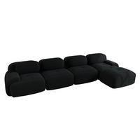 4-SITZER Sofa 388x178x75 cm aus Cordstoff rahmenlos modular mit Ottoman, schwarz - Schwarz, Textil (178/75/388cm) - Luhomfu