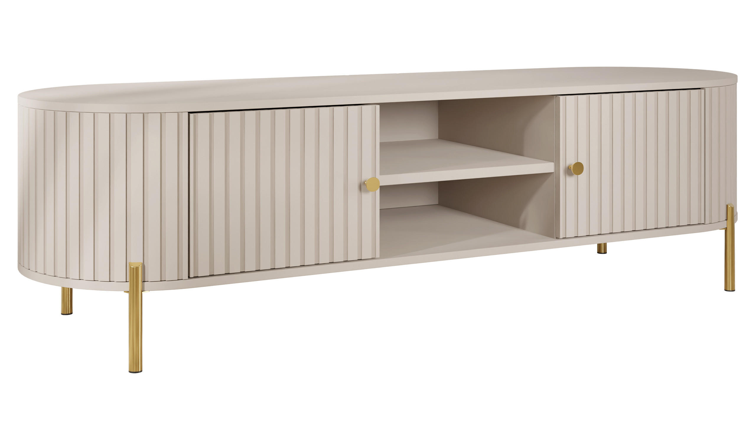 TV-LOWBOARD Sepiroz 180 2D - Sandfarben/Goldfarben, Holzwerkstoff/Metall (175/54/43cm) - MIRJAN24