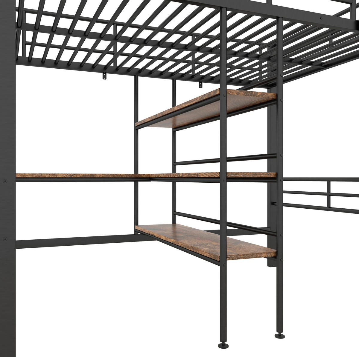 HOCHBETT 90/200 cm Schwarz aus Metall mit Schreibtisch - Schwarz, Metall (90/200cm) - OKMYHOME