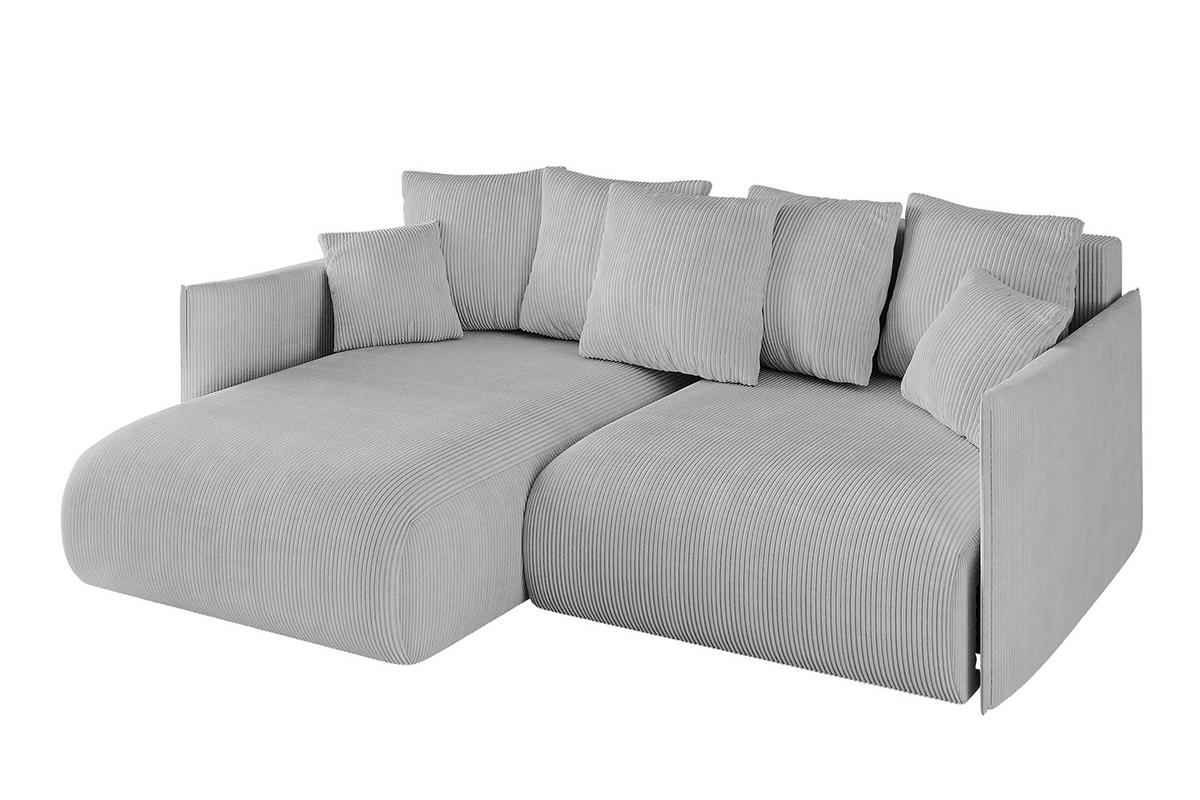 ECKSOFA mit Schlaffunktion und Bettkasten ONESK-L 208x165x40 Grau Cord - Grau, Holzwerkstoff/Kunststoff (208/165cm) - ALTDECOR