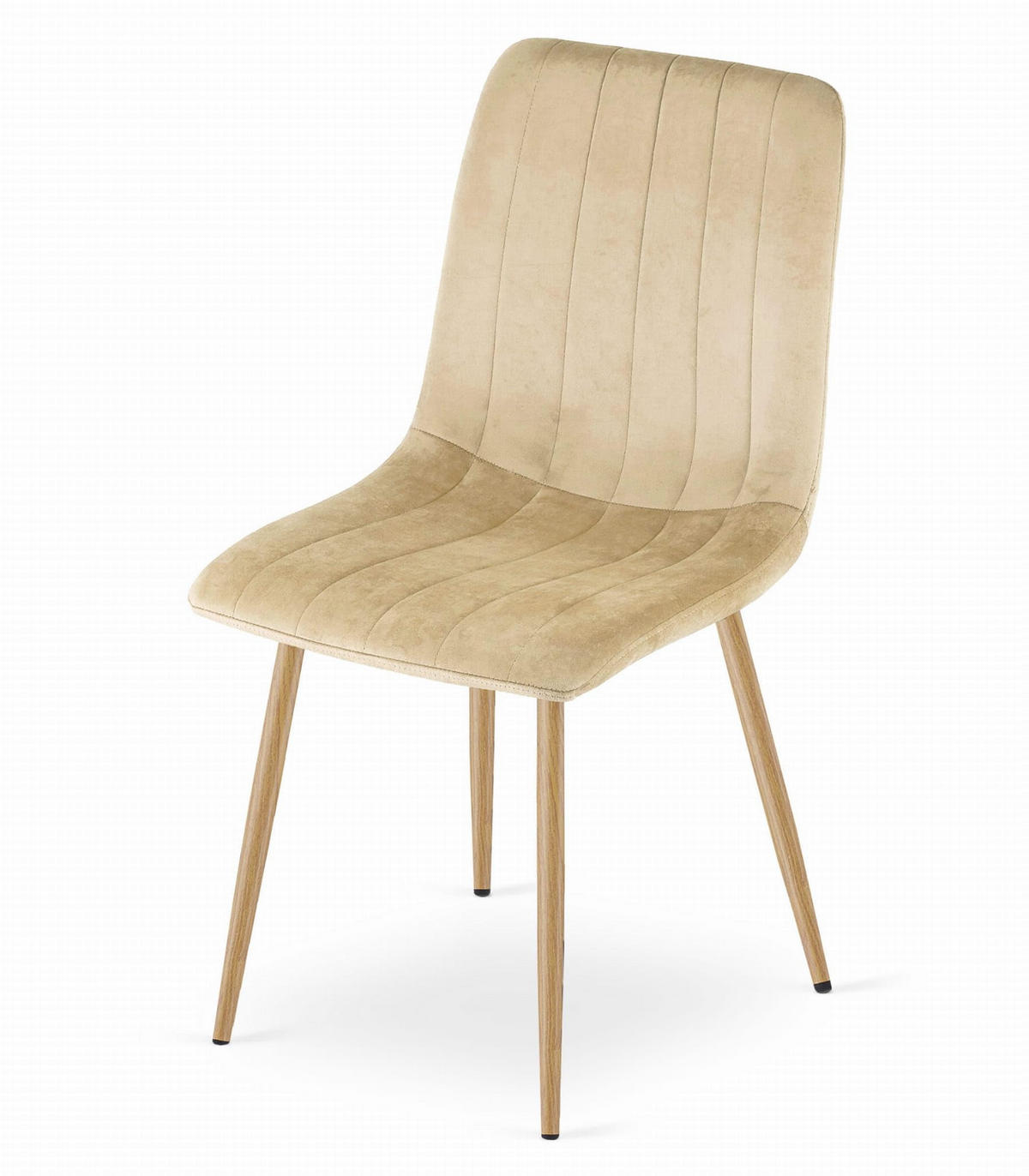 ESSZIMMERSTUHL Beigefarbener Velours, Sitzpolster, Metallfüße in Holzoptik, Modernes Design - Beige, Textil (46/86/56cm) - Best For Home