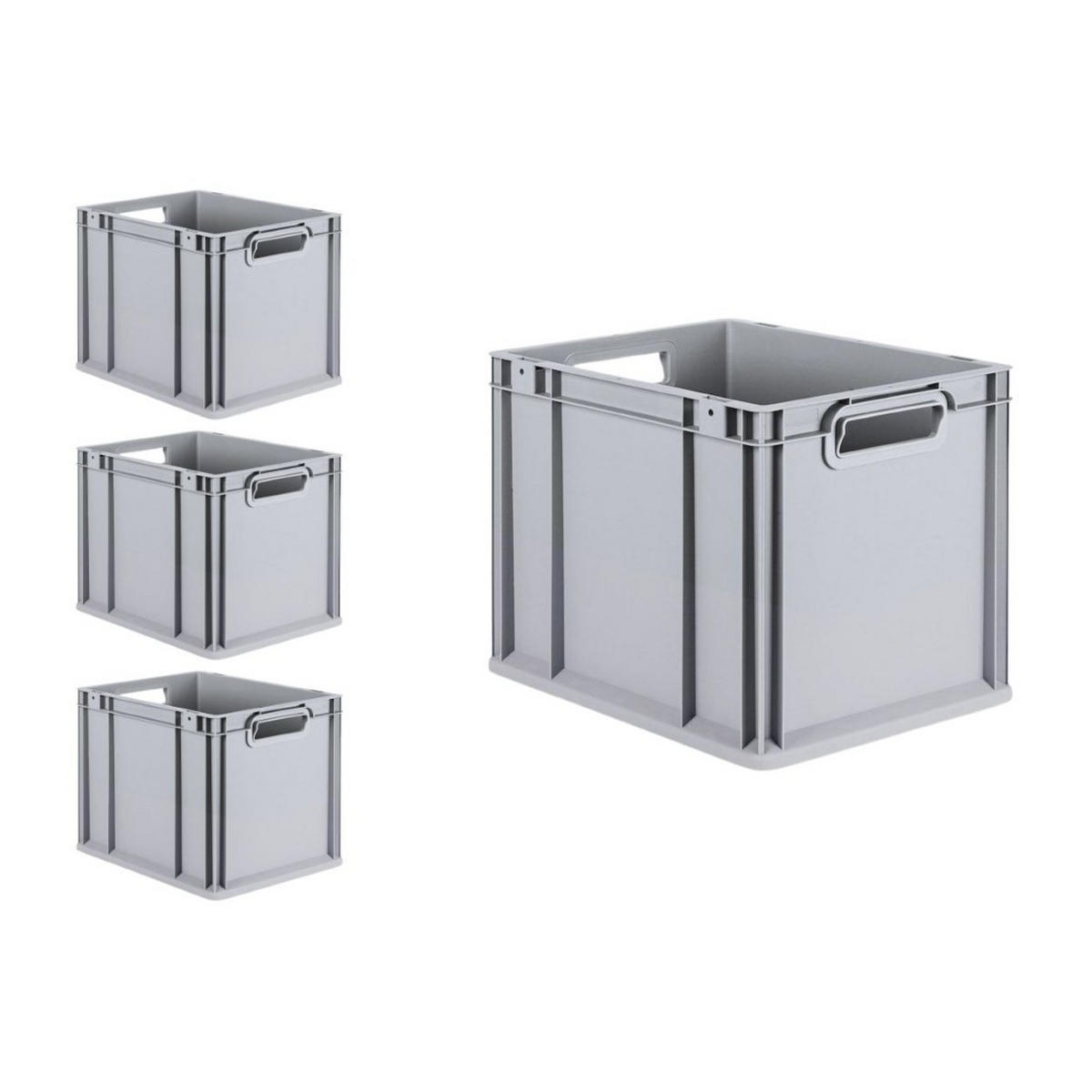 EUROBOX 4x Nextgen Economy Mit Scharnierdeckel Grau/Rot Griffe Offen 30 Liter - Rot, Kunststoff (30/32/40cm) - PROREGAL