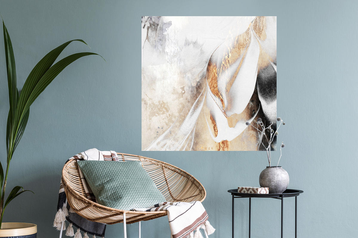 WANDTATTOO Luxus - Abstrakt - Gold - Weiß 50x50 cm - Goldfarben, Kunststoff (50/50/0.1cm) - MuchoWow