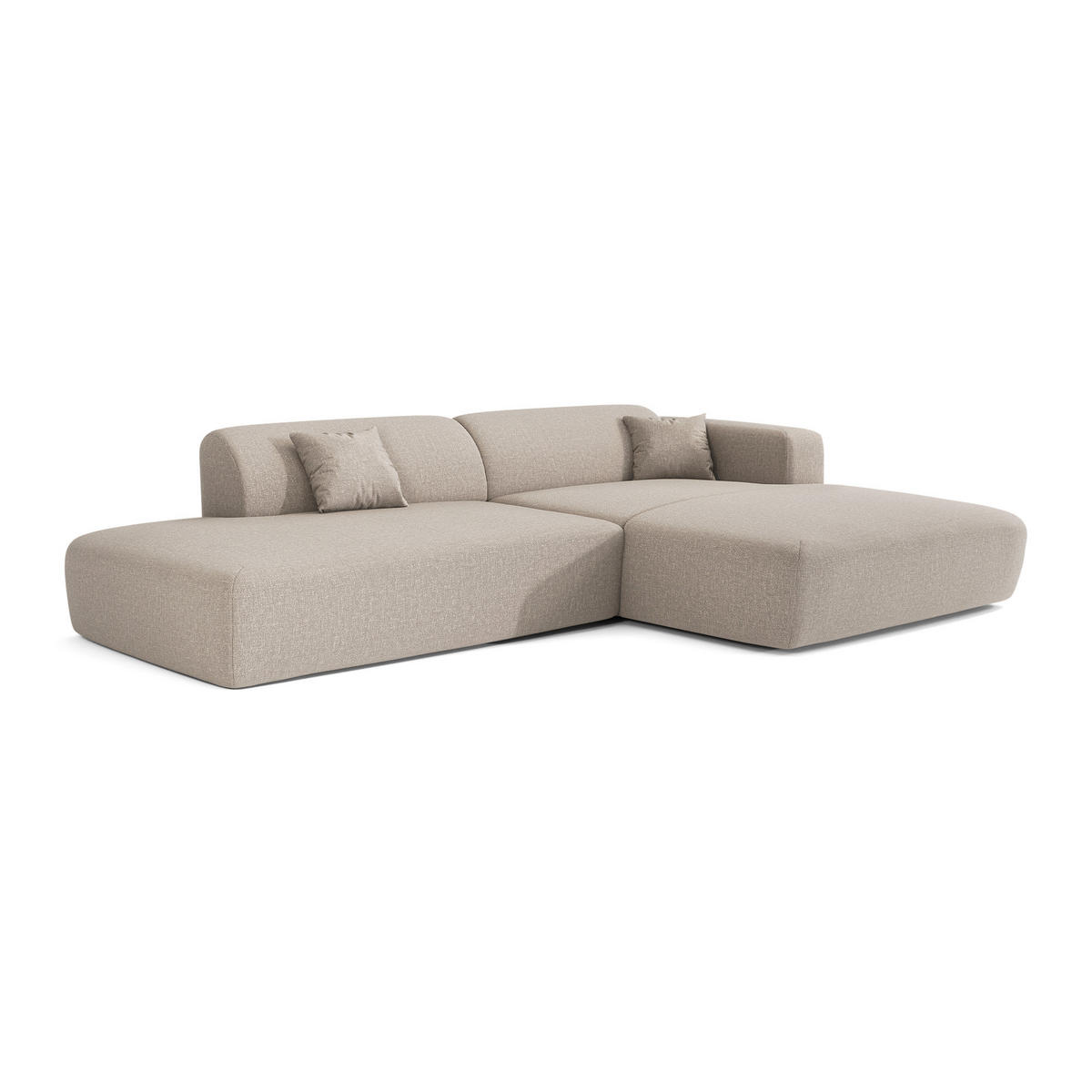 ECKSOFA RECHTS Rastergewebe Beige 310cm - Beige, Textil (300/96cm) - Sia Home