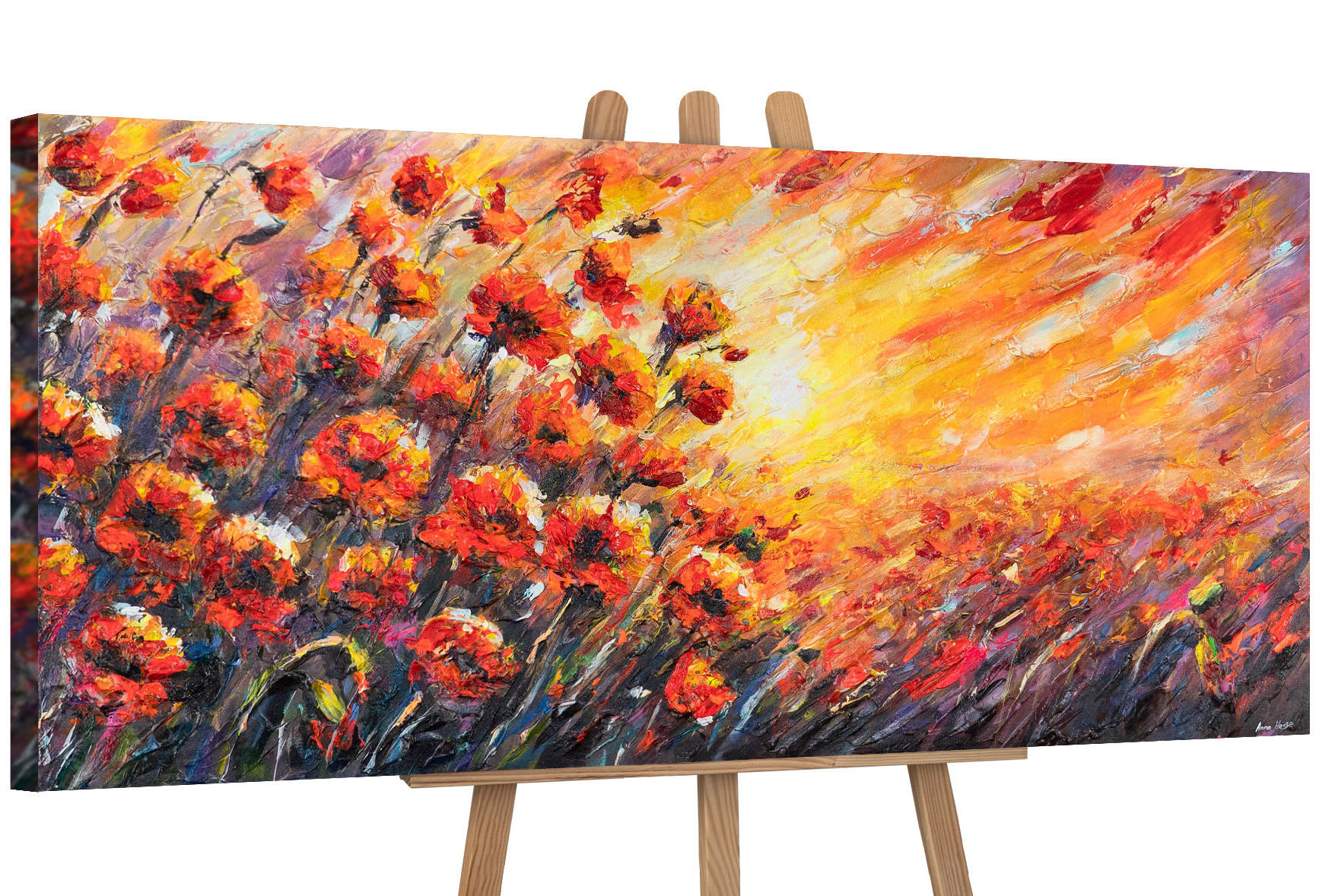 YS-art gallery Gemälde Rot 115x50 cm