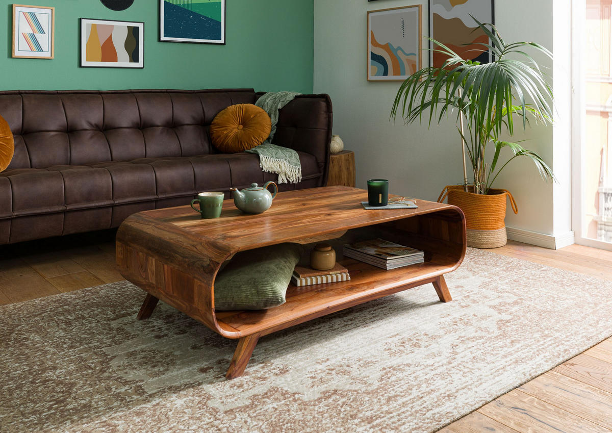 COUCHTISCH Sheesham 120x70x40 hellbraun lackiert MAILAND #134 - Braun, Holz (120/70/40cm) - Massivmoebel24