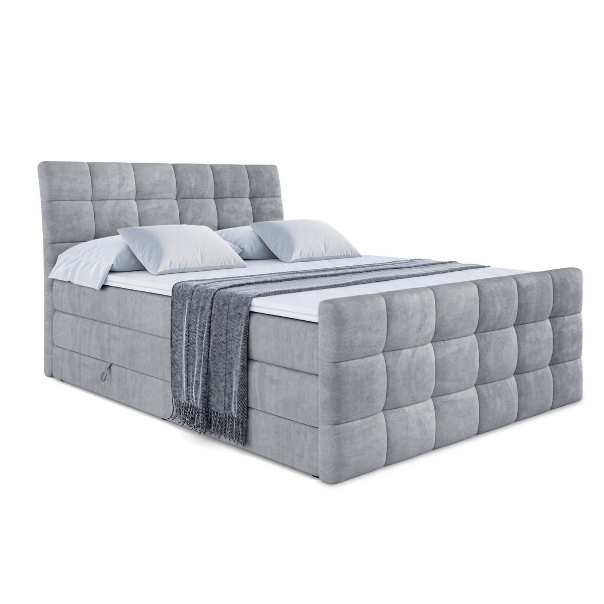 BOXSPRINGBETT BRUGO-Z KING - 120 x 200 - H3/H4 - Grau - Grau, Holzwerkstoff (120/200cm) - ALTDECOR