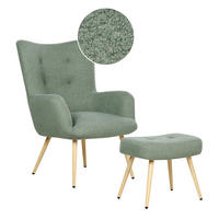 SESSEL Bouclé hellgrün mit Hocker Vejle - Hellbraun/Grün, Textil (67/95/52cm) - Beliani