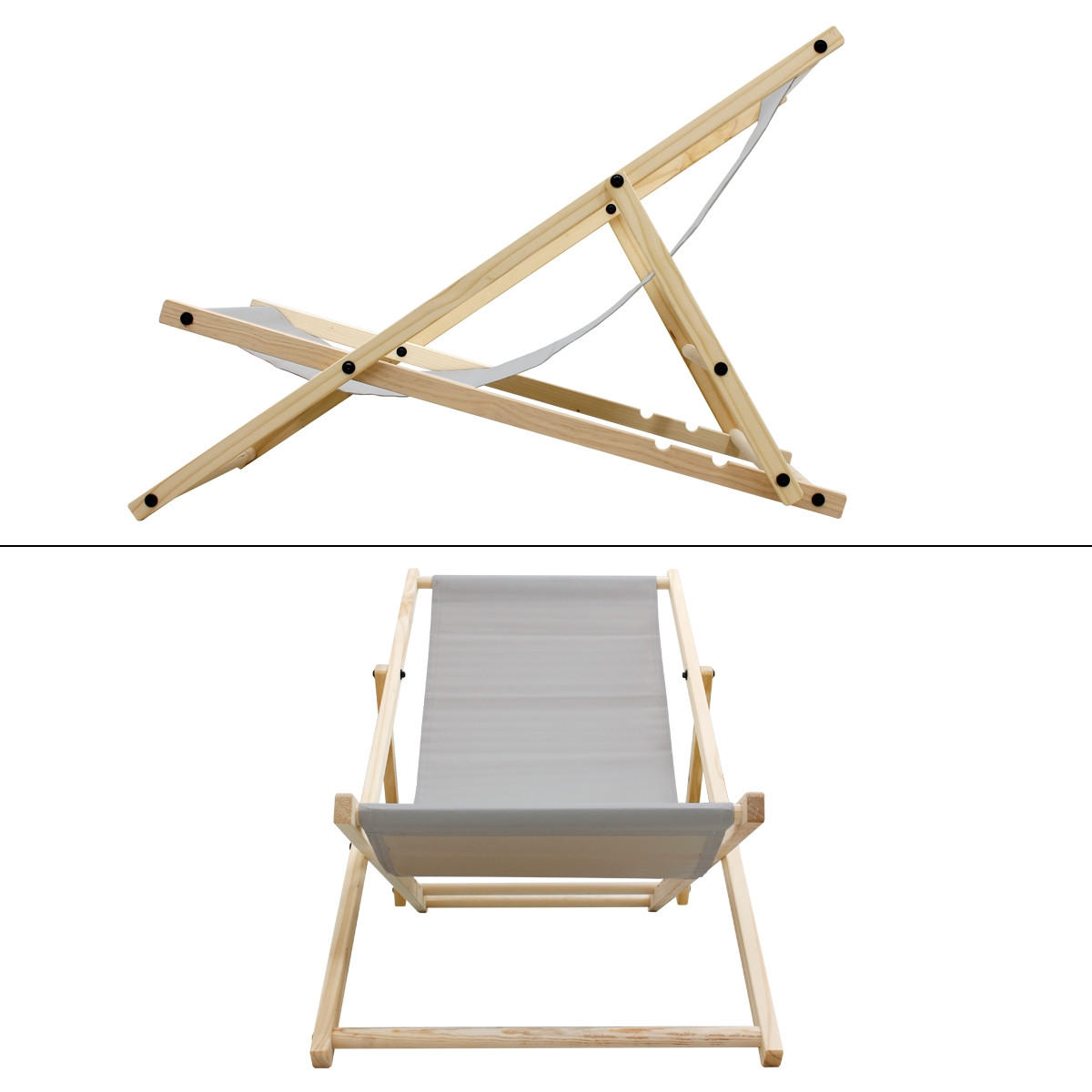 LIEGESTUHL samt Hellgrau - Grau, Holz (52/83/117cm) - ECD-Germany