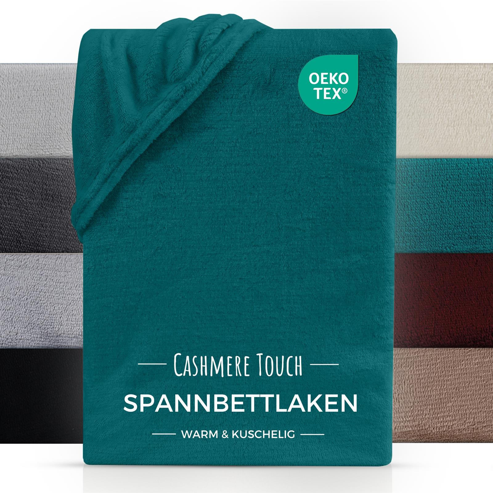 CASHMERE-TOUCH-SPANNBETTLAKEN 200x200 cm, Warmes Winter Bettlaken Petrol - Blau, Textil (200/200cm) - Carpe Sonno
