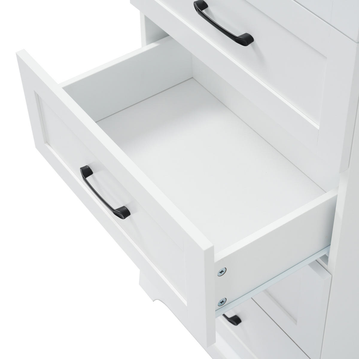 BADEZIMMERSCHRANK 57x38x180 cm Weiß aus Holzwerkstoff mit 3 Schubladen - Weiß, Holzwerkstoff (57/180/38cm) - Modfu
