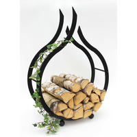 KAMINHOLZREGAL Flamme Metall Schwarz 78 cm - Schwarz, Metall (54/78/19cm) - DanDiBo