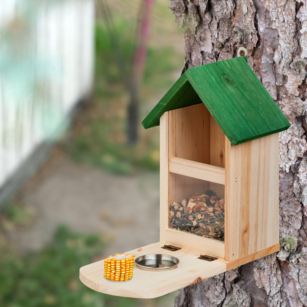 EICHHÖRNCHENFUTTERHAUS - Hellbraun, Holz/Kunststoff (17/28/28.8cm) - Relaxdays