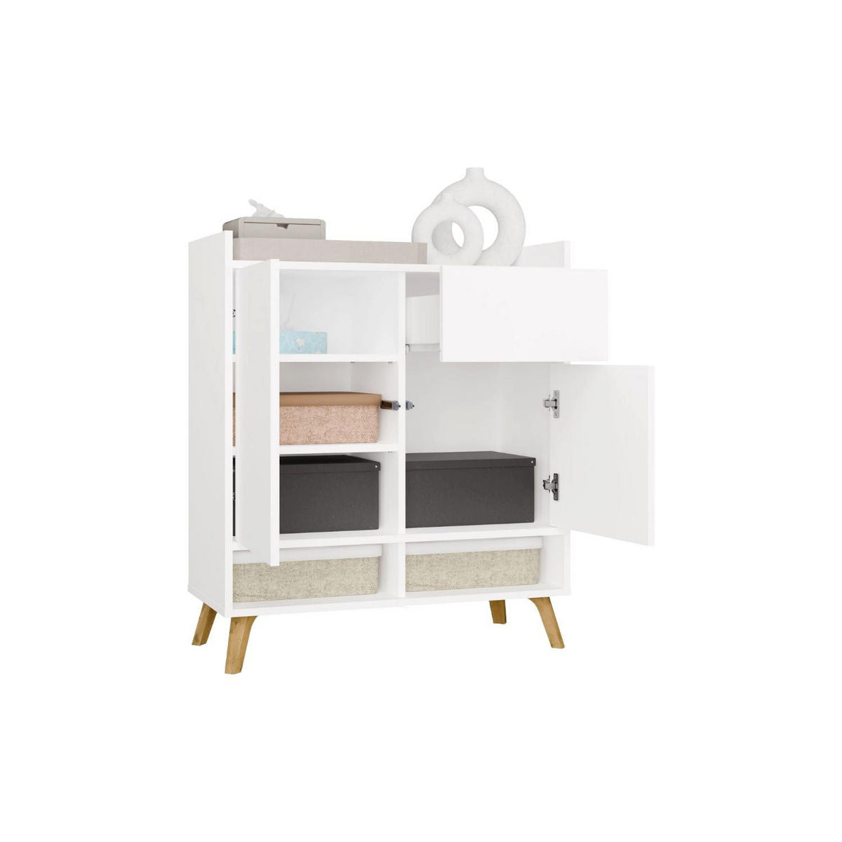 KOMMODE Kim - Weiß, Holzwerkstoff (80/92/35cm) - kommodly
