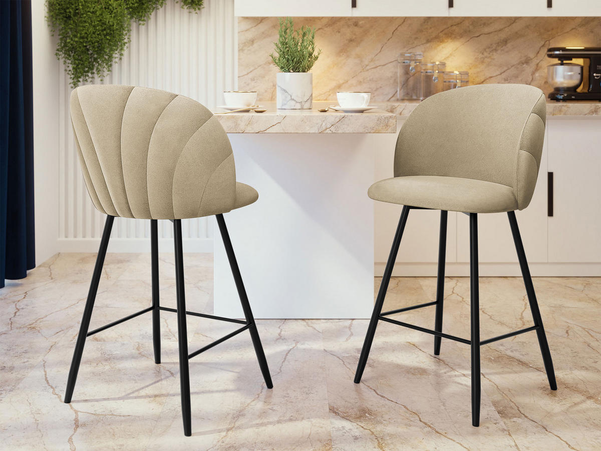 BARHOCKER K99 H - Sandfarben/Schwarz, Holzwerkstoff/Textil (51/105/51cm) - MIRJAN24