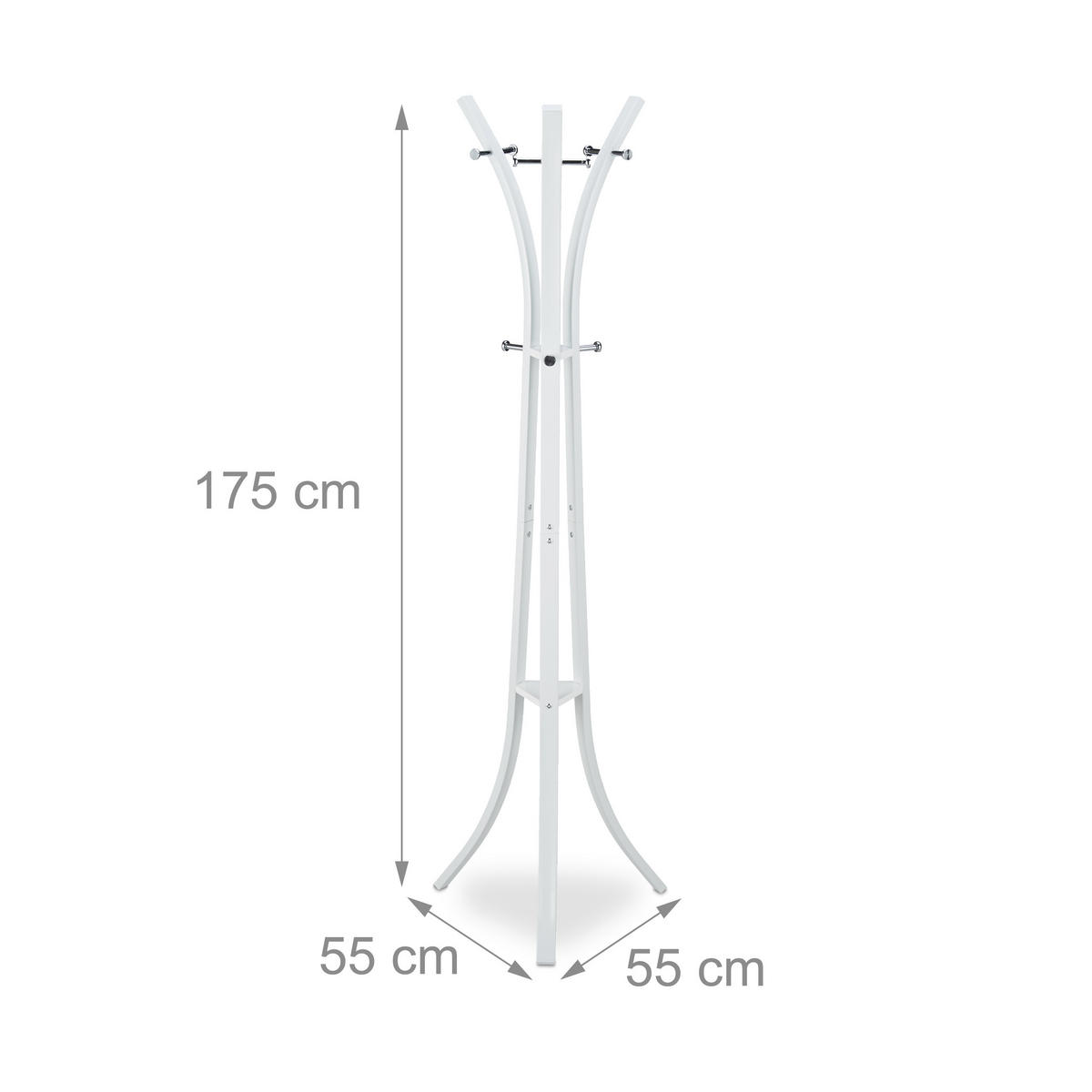 GARDEROBENSTÄNDER - Weiß, Metall (55/175/55cm) - Relaxdays
