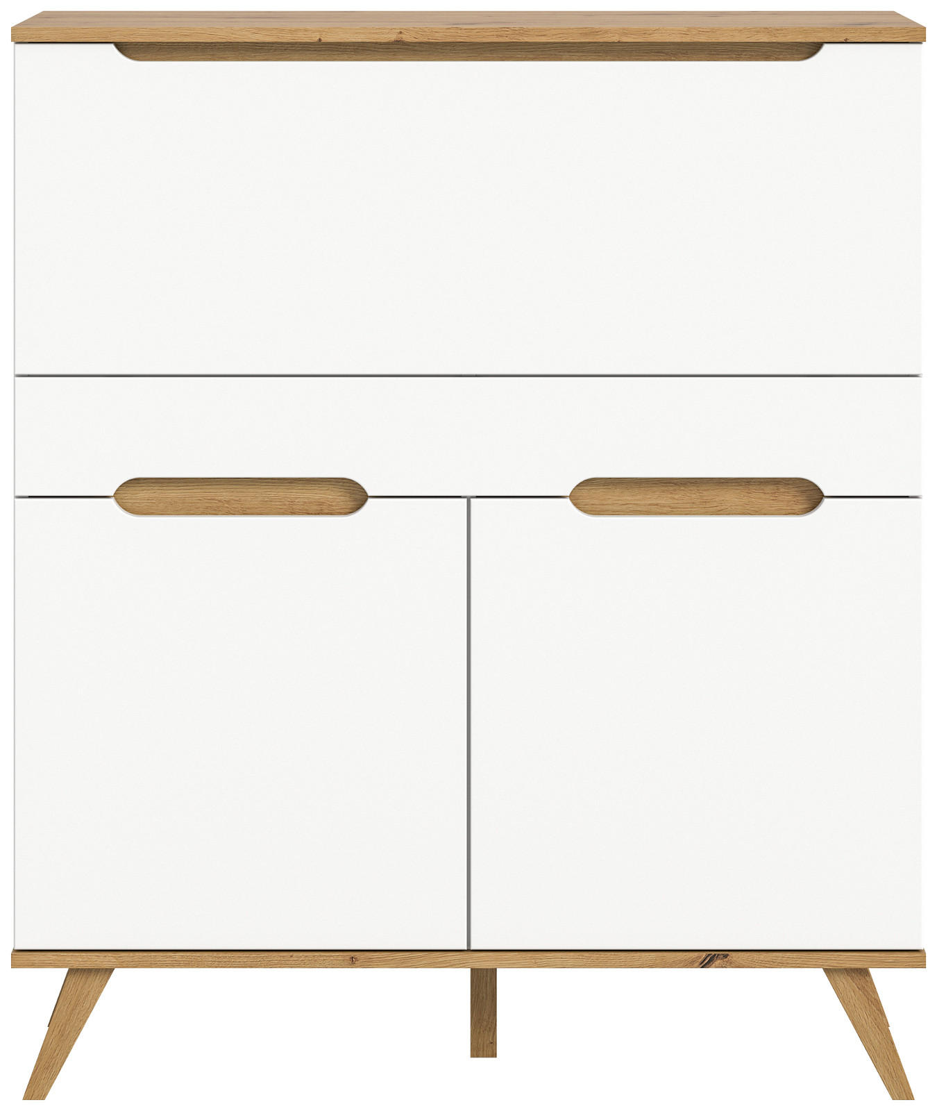 SEKRETÄR weiß, Eiche 100 cm skandinavisch, Schreibtisch mit Soft-Close - Eichefarben/Weiß, Holzwerkstoff/Metall (110/40/118cm) - Inn.Furn