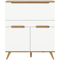 SEKRETÄR weiß, Eiche 100 cm skandinavisch, Schreibtisch mit Soft-Close - Eichefarben/Weiß, Holzwerkstoff/Metall (110/40/118cm) - Inn.Furn