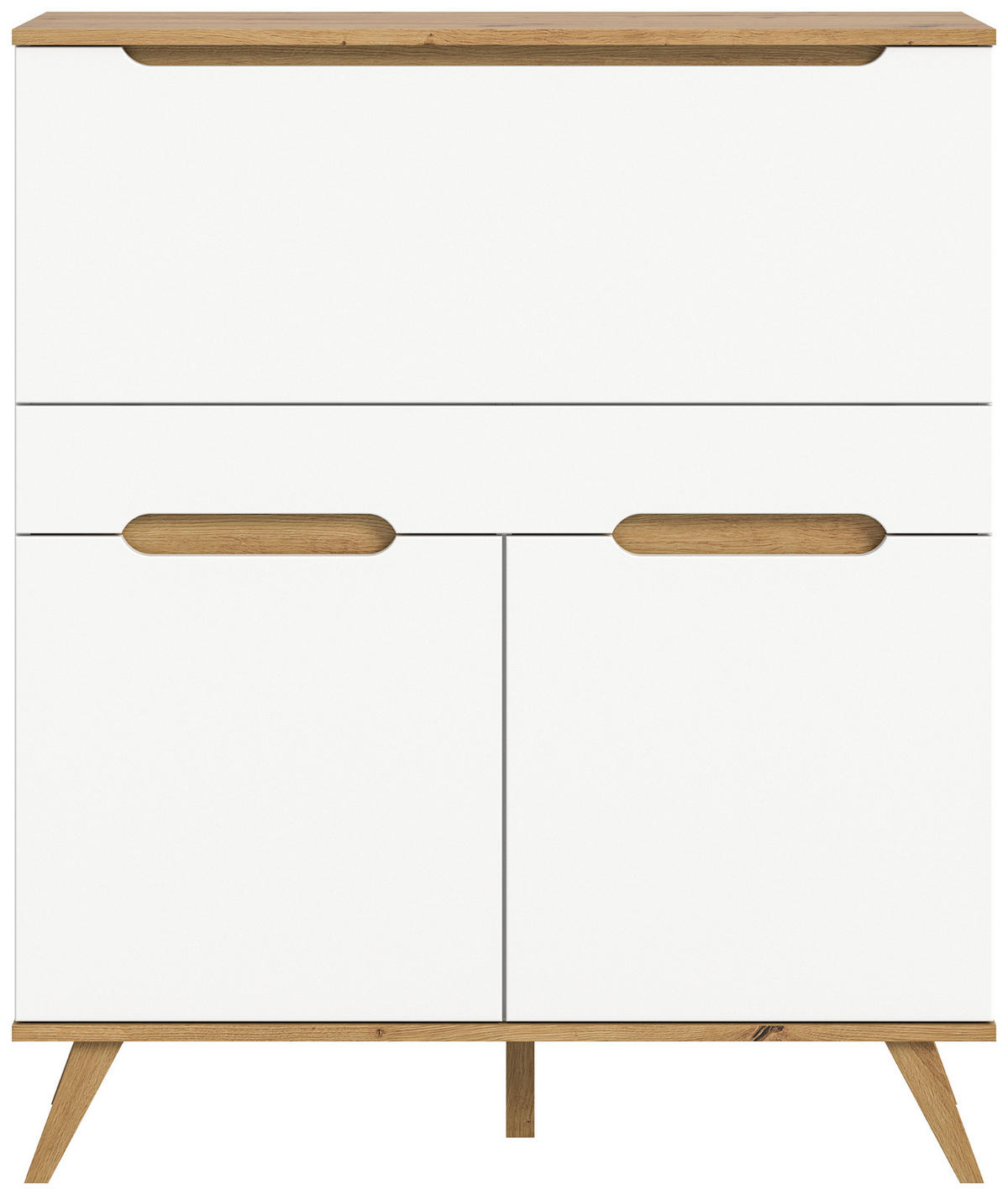SEKRETÄR weiß, Eiche 100 cm skandinavisch, Schreibtisch mit Soft-Close - Eichefarben/Weiß, Holzwerkstoff/Metall (110/40/118cm) - Inn.Furn