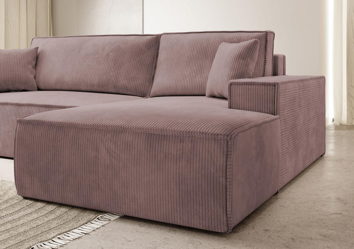 ECKSOFA Farese New Rosa mit Cordbezug, rechts - Pink/Schwarz, Kunststoff/Textil (167/267cm) - Selsey