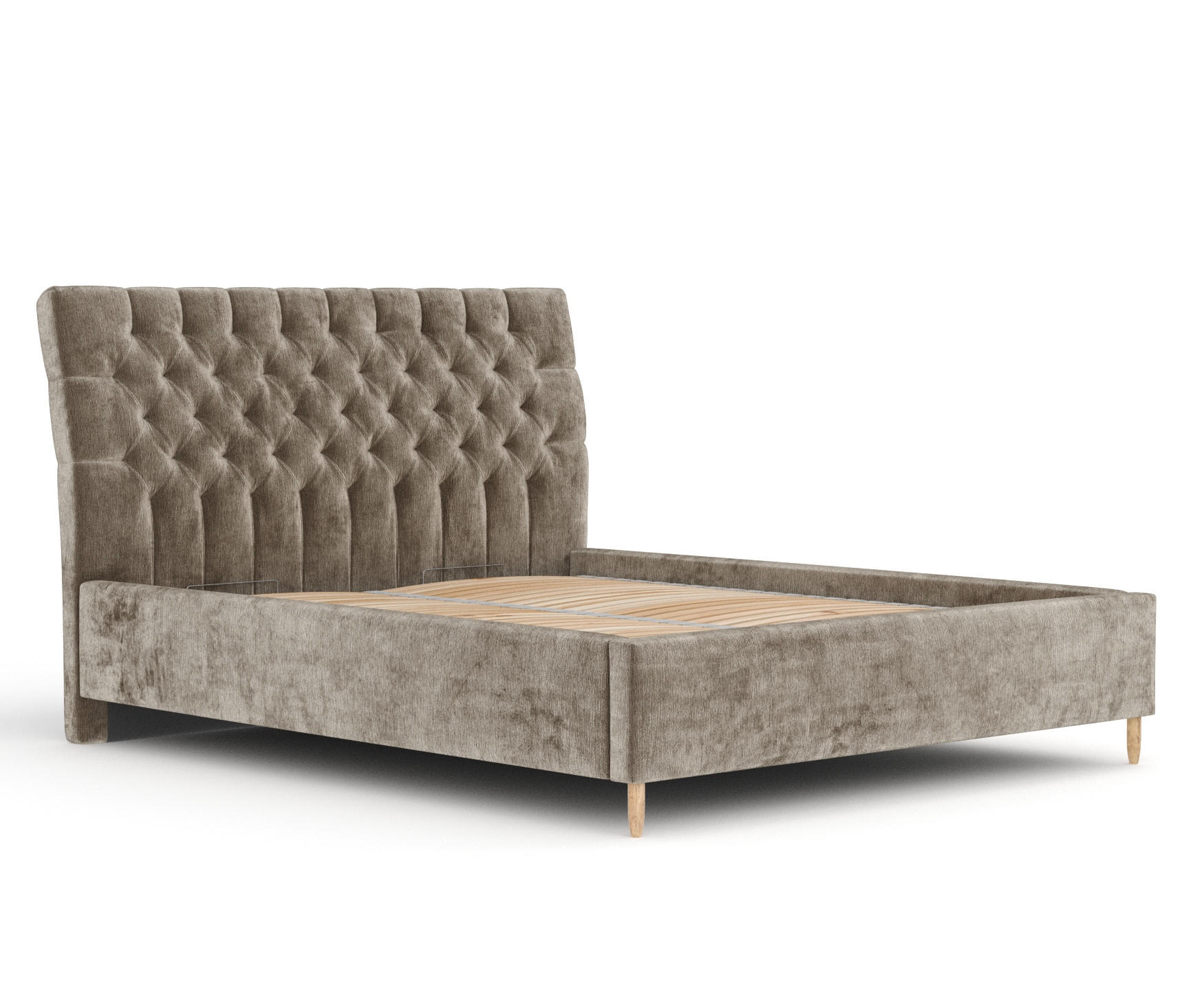 POLSTERBETT Vezzola Beige 120/200 cm im Chenille-Stoff - Beige/Naturfarben, Holz/Holzwerkstoff (120/200cm) - Maison de Reve