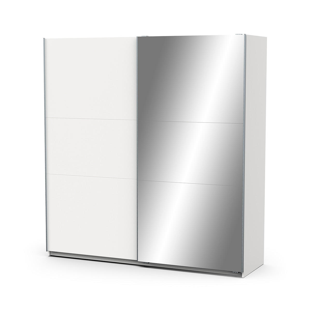 KLEIDERSCHRANK mit 2 Schiebetüren und Spiegel Ghost - L194,5 cm - Weiß, Holzwerkstoff (59.9/203/120.2cm) - Demeyere