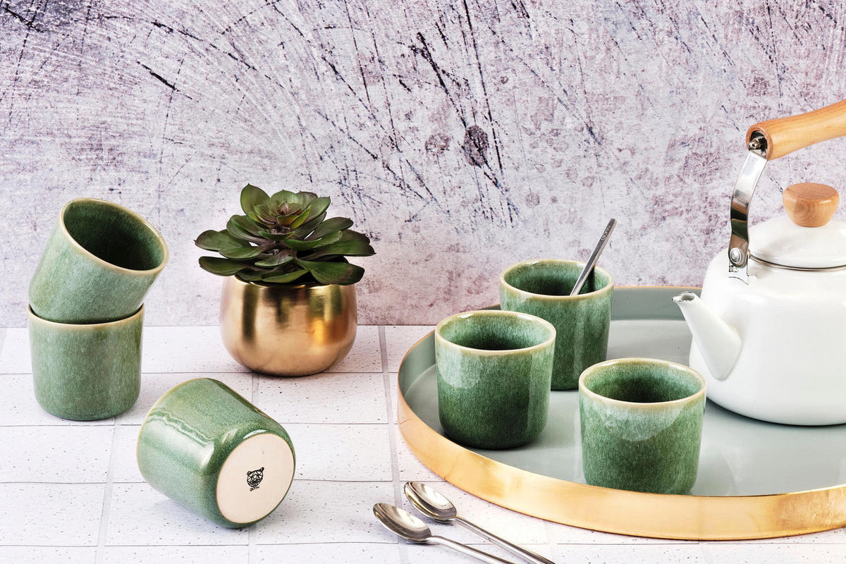 BECHER MAGMA 6er-Set - Grün, Keramik (0.2L) - Björn