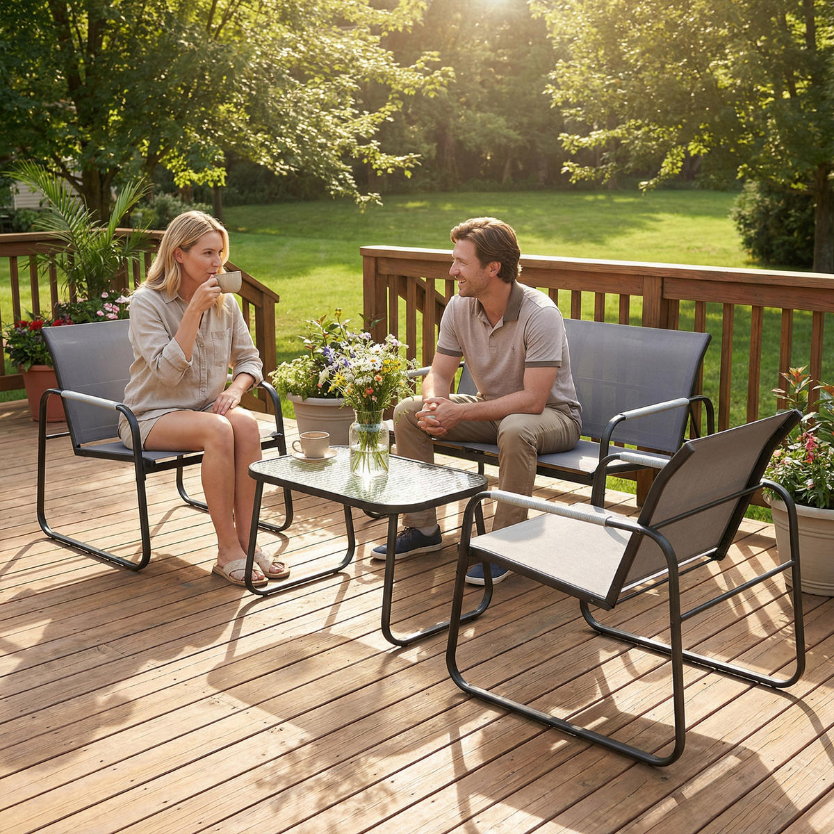 GARTENSET DE-13524 Grau - Grau, Metall - ComfortXL
