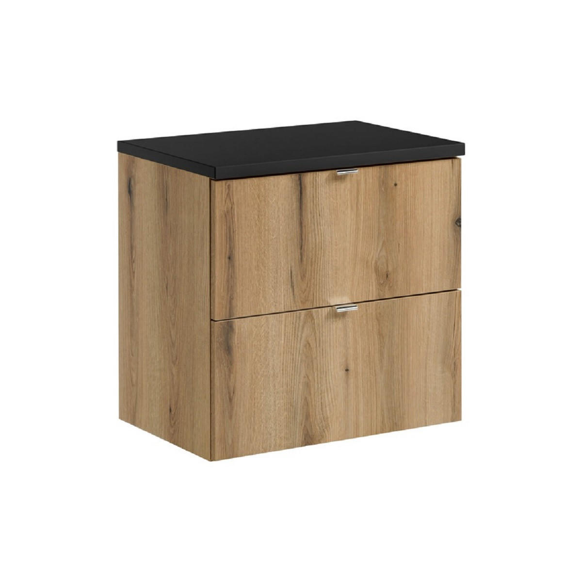 Milaros Markt Waschtischunterschrank Eiche Wotan, Schwarz 60x57x40 cm