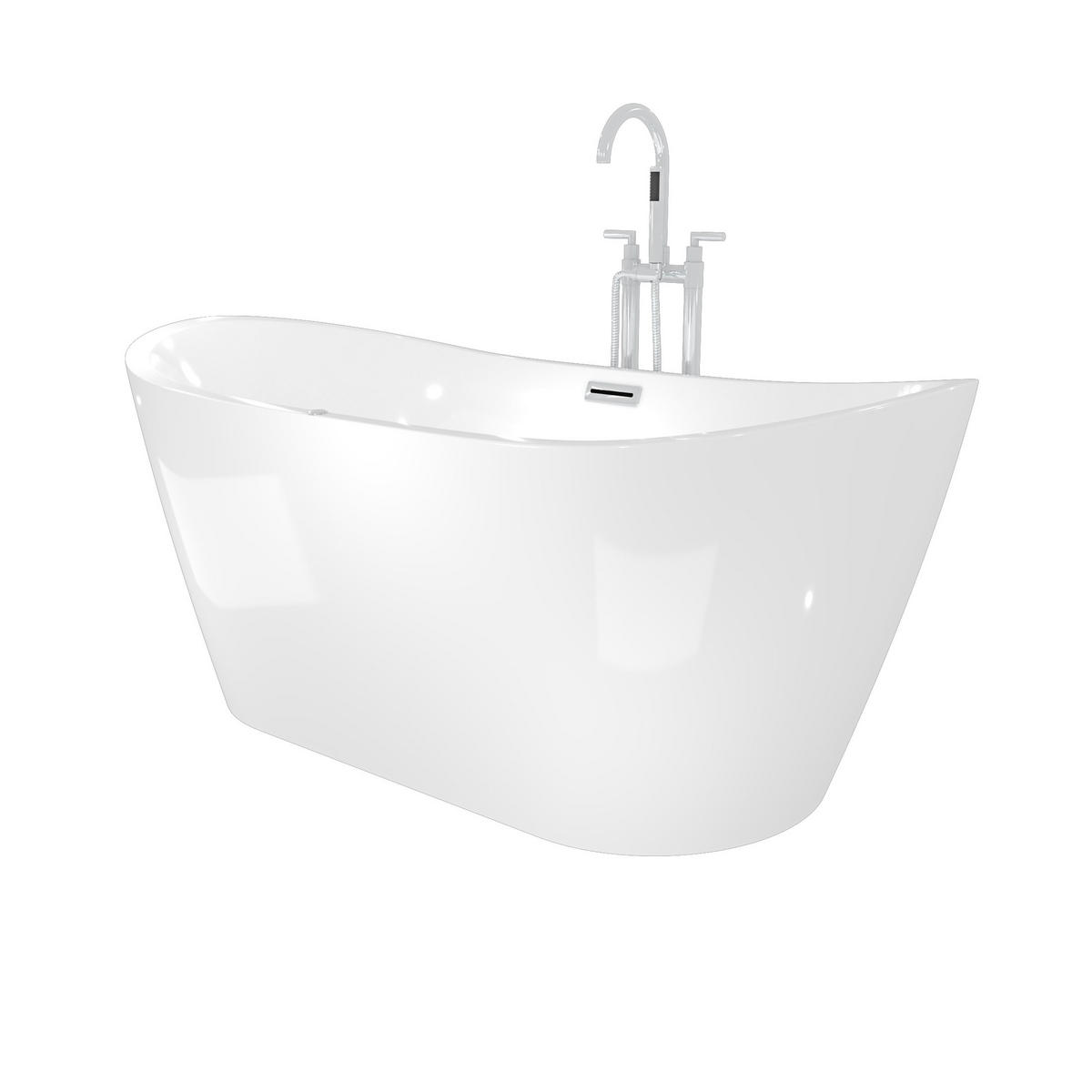 FREISTEHENDE Badewanne Wanne F13 180x92cm Whirlpool Armatur AF03 - Weiß, Glas/Kunststoff (80/72/180cm) - AcquaVapore by Sandra Jentho