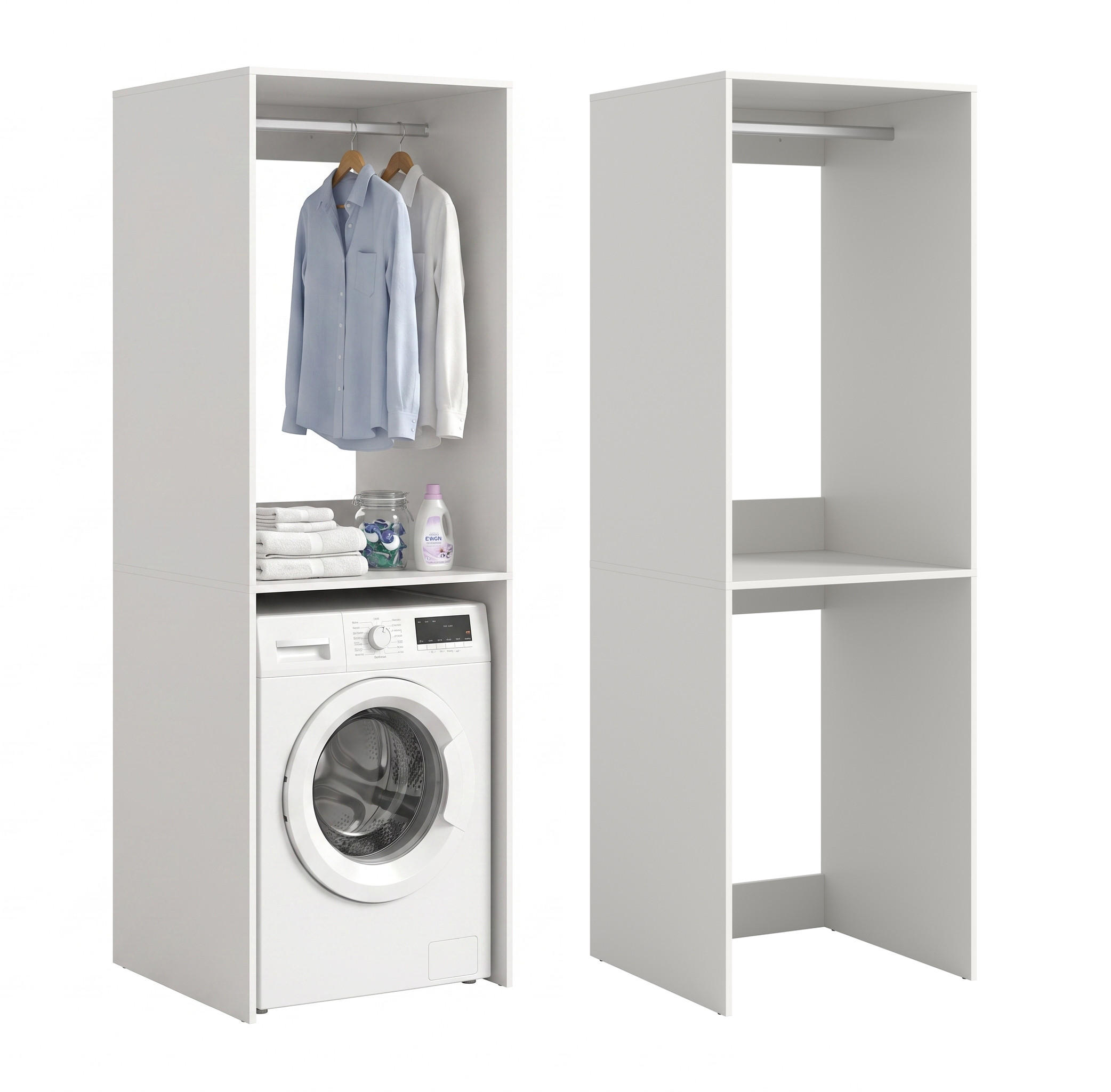 WASCHMASCHINENSCHRANK Mixx (B/H/T: ca. 66/195/66 cm) in Weiß/weiß - Weiß, Holzwerkstoff (66/195/66cm)