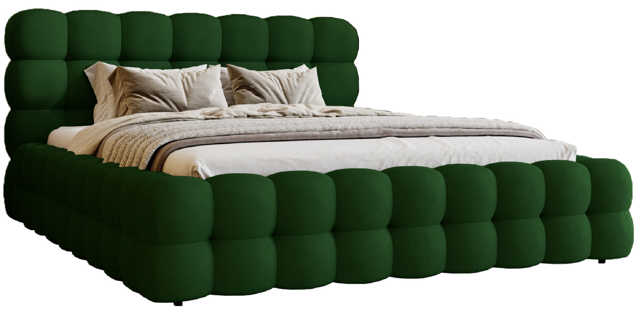 POLSTERBETT 140x200 cm Parlas Bis, Bettkasten, Lattenrost, Grün - Grün, Holz/Textil (140/200cm) - Emporius