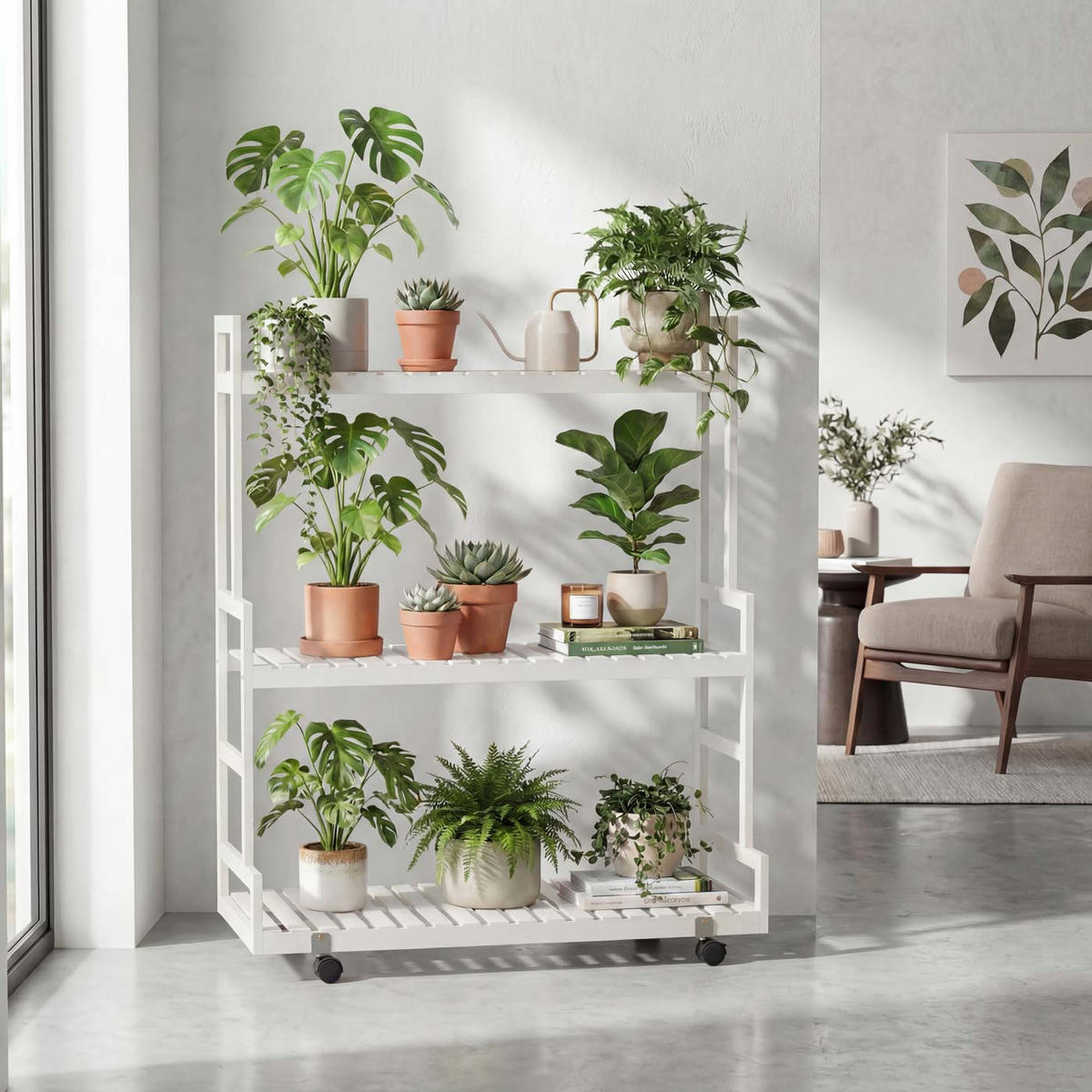 PFLANZENREGAL Weiß - Weiß, Holz (90/105/38cm) - MCW