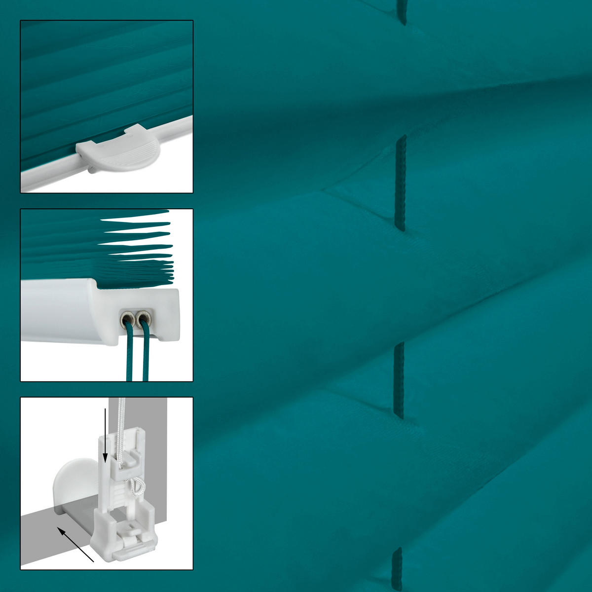 PLISSEE 55/200/2 cm - Petrol, Metall (55/2/200cm) - ECD-Germany