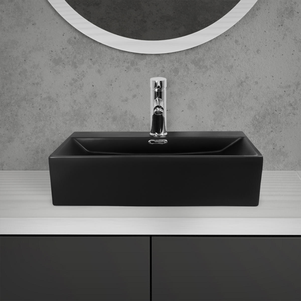 WASCHBECKEN - Schwarz, Keramik (36/13/51.5cm) - ML-DESIGN
