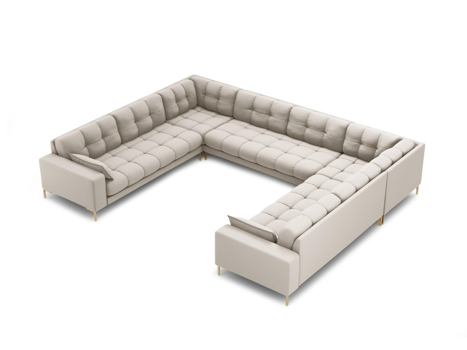 PANORAMASOFA Mamaia aus strukturiertem Stoff beige 9 Sitzplätze - Beige, Textil (256/75/337cm) - Micadoni