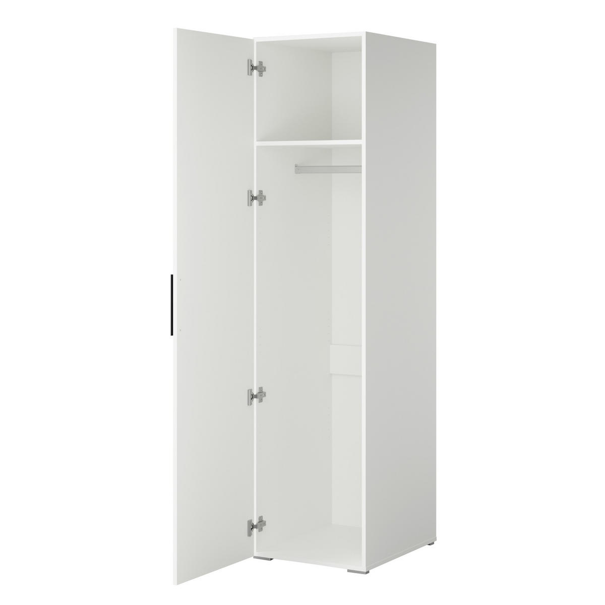 DREHTÜRENSCHRANK Napoli 1D 50 Weiß (schwarzer oder goldener Griff) - Silberfarben/Schwarz, Holzwerkstoff/Kunststoff (50/35/60cm) - mzm24