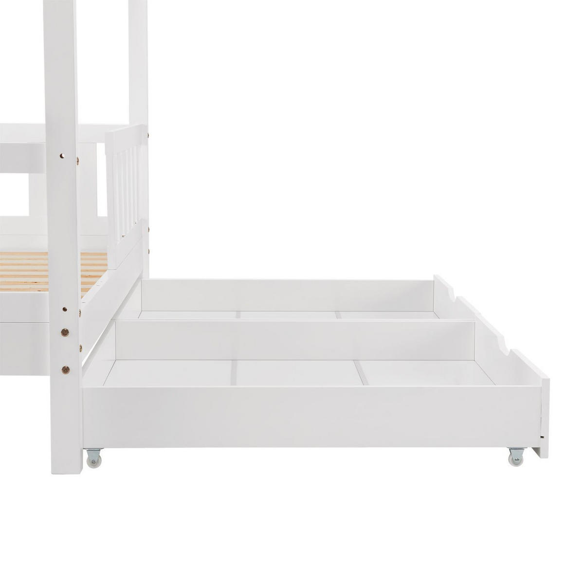 KINDERBETT Marli mit Matratze und Bettkasten weiß 90x200 cm - Weiß, Holz (90/200cm) - Juskys
