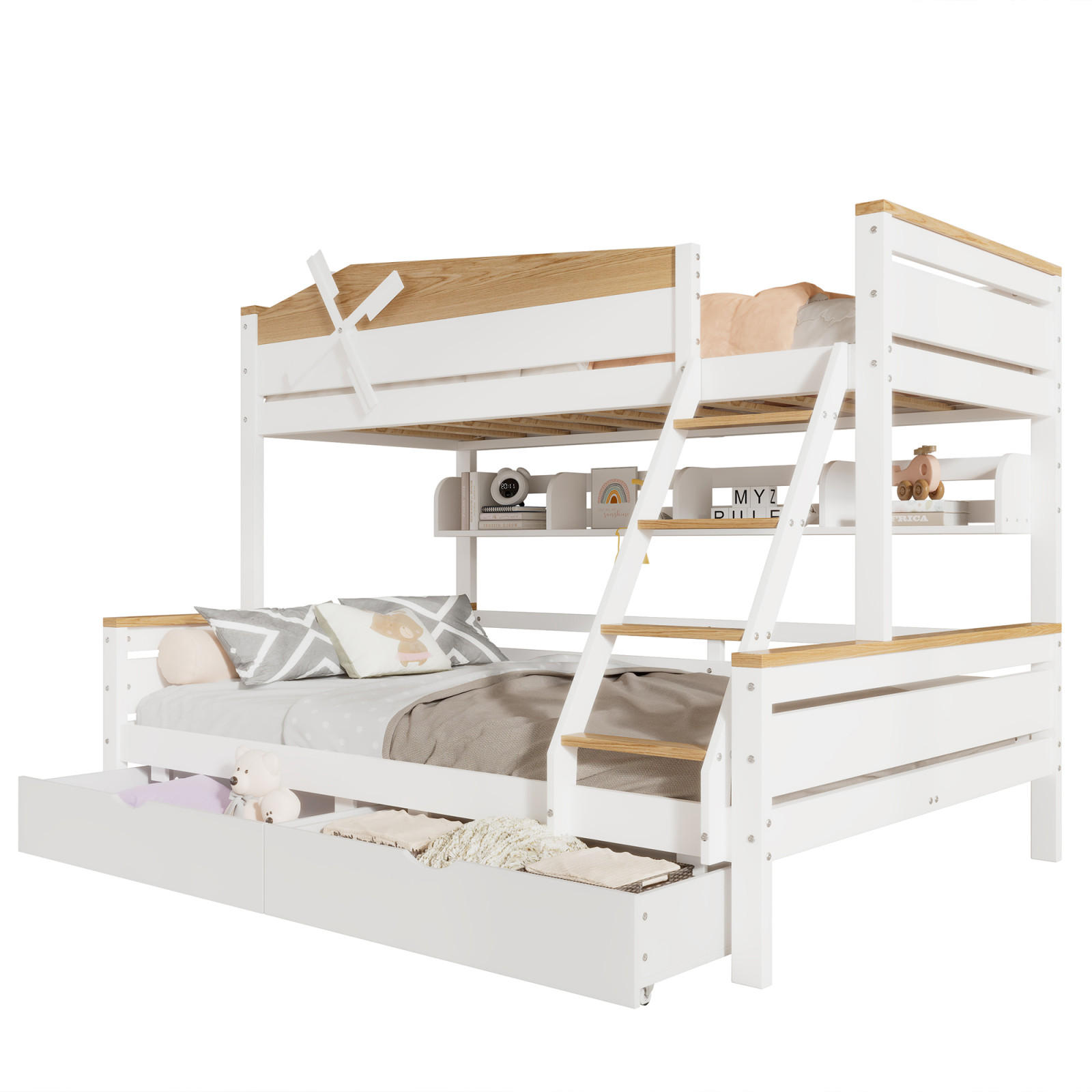 ETAGENBETT 90/140x200 cm Rutsche Regal weiß - Weiß, Holz (140/200cm) - LEBENLANG