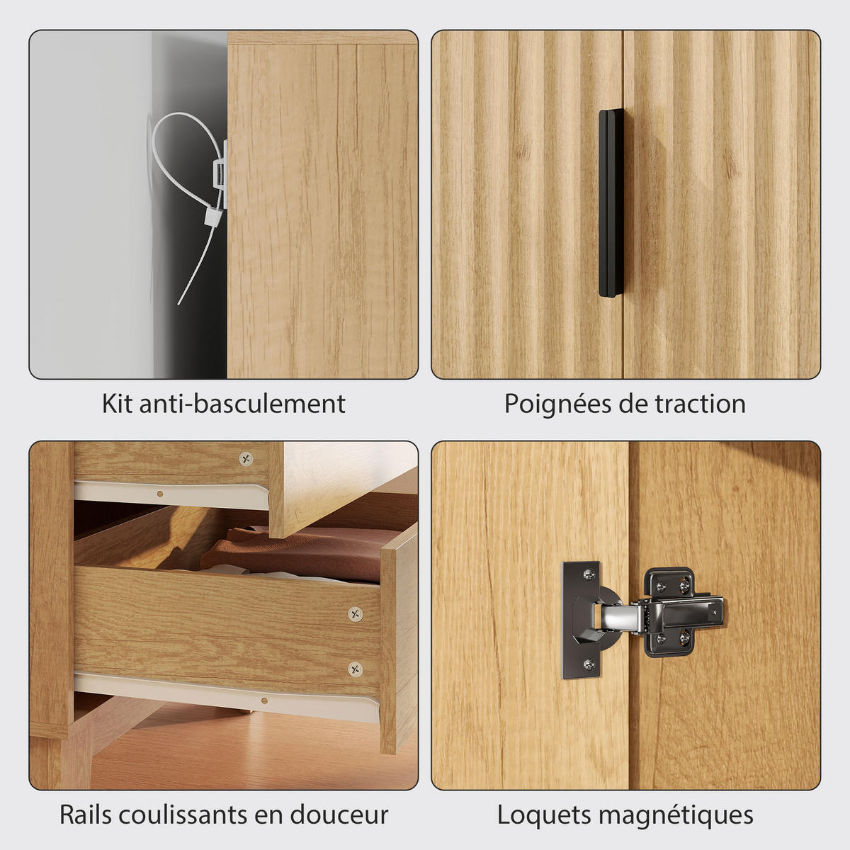 KLEIDERSCHRANK Naturfarben 80/50/180 cm - Naturfarben, Holzwerkstoff (50/180/80cm) - PANGIVO