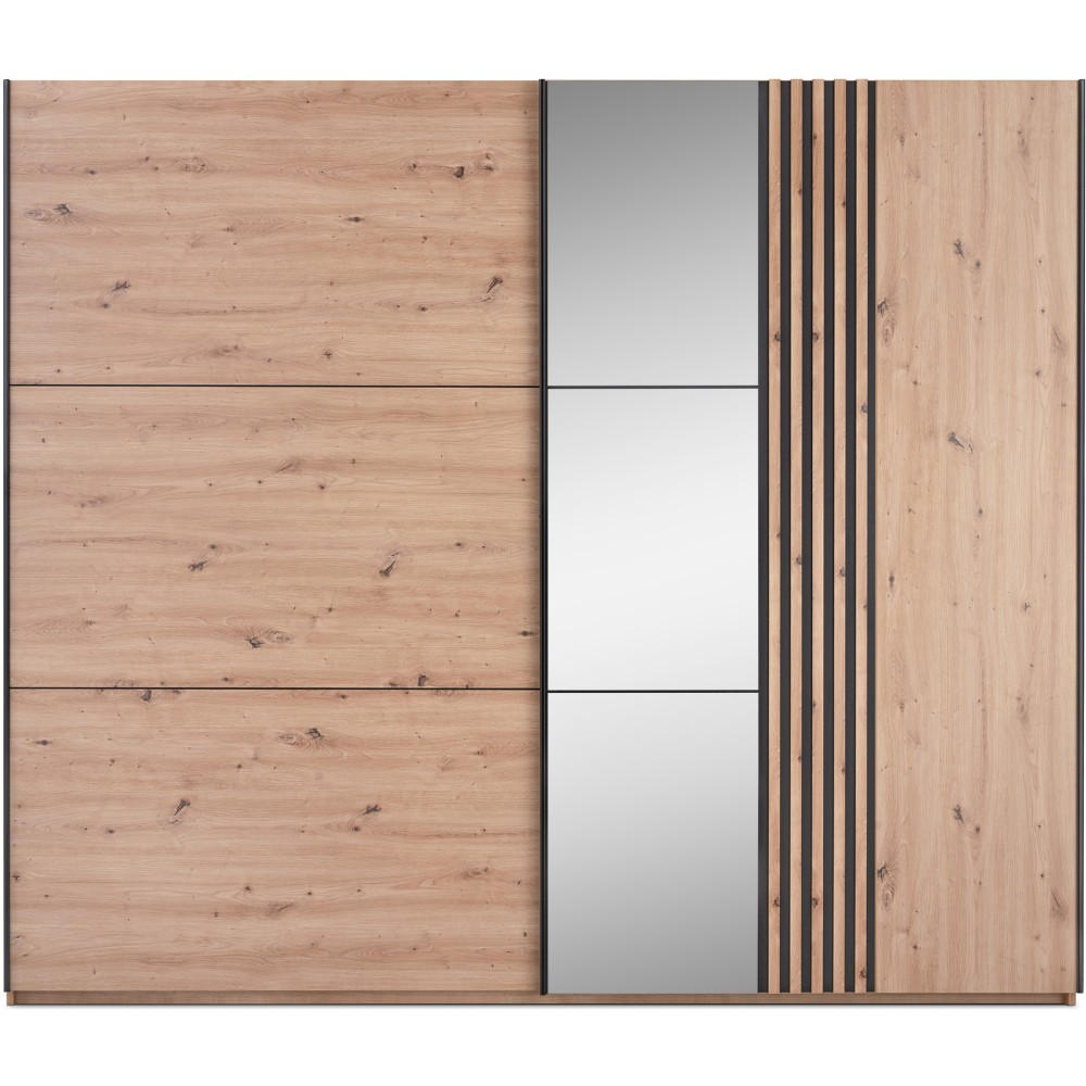 SCHWEBETÜRENSCHRANK Soria mit 2 Türen und Spiegel, 250 cm, eiche Artisan - Eiche Artisan, Holzwerkstoff (250/215/65cm) - Beautysofa